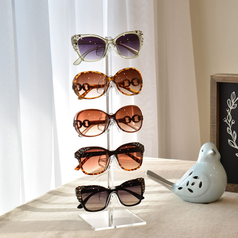 Ensemble de 2 pièces organisateur de lunettes de soleil en acrylique de qualité supérieure, porte-lunettes, porte-lunettes de soleil, support à lunettes, porte-lunettes, 5 cadres pour chaque