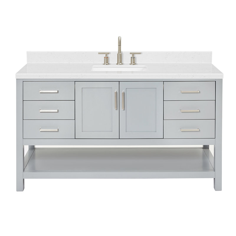Meuble-lavabo simple 60 po ARIEL Moille, Gris, Forme rectangulaire