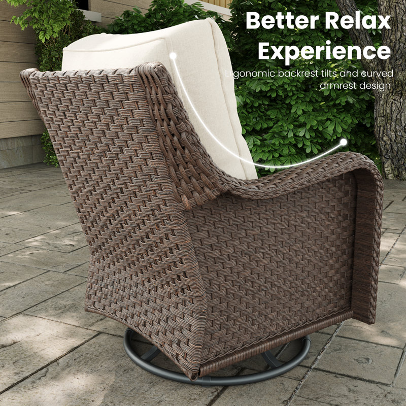 Metal Outdoor Lounge Chair, Beige, Brown