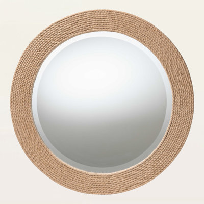 Enoki Round Woven Rope Mirror – Coastal Wall Mirror with Natural Jute Accents for Boho or Farmhouse Styling