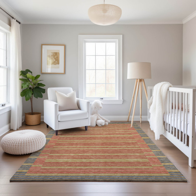 Premium Machine Washable Elize AMF1398 Stripes Rug, Rectangle 5' x 7'6"
