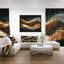 Corwin 3D Gold Waves en noir - impression abstraite-26668429-35124177