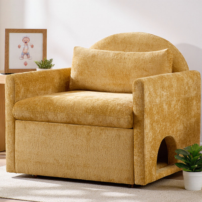 Fauteuil surdimensionné en chenille jaune Sunbeam, Yellow