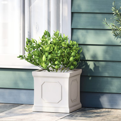 Pot à fleurs extérieur en oxyde de magnésium blanc antique - 10,71 po Profond, large, 10,98 po de hauteur, 10,81 lb pour la profondeur, la largeur, la hauteur,