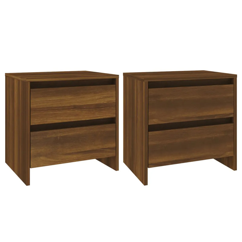 Georgan 45 cm W Bedside Table, Oak, Set of 2