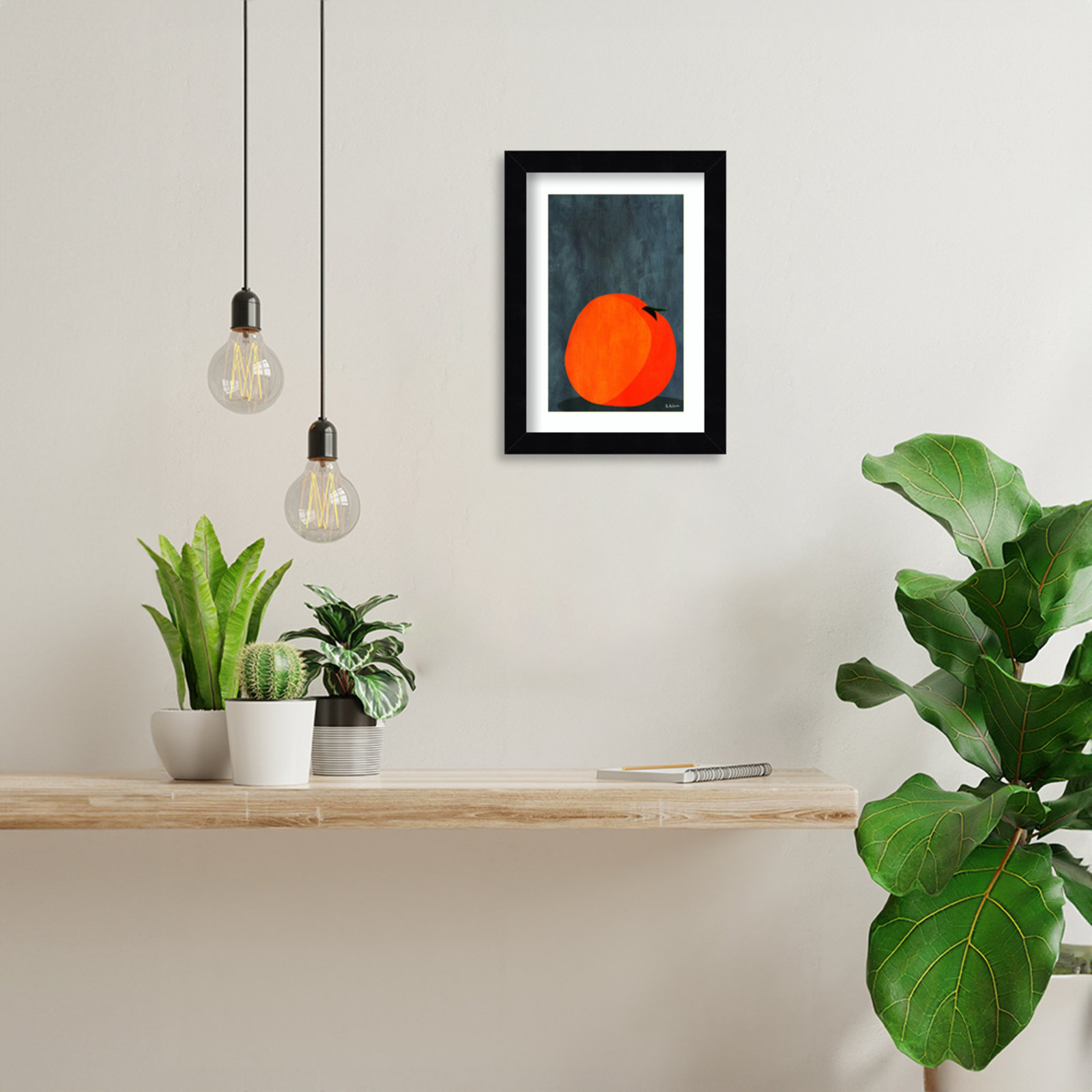 Calmly Sleeping Apple Print, Black, 11" H x 8" W