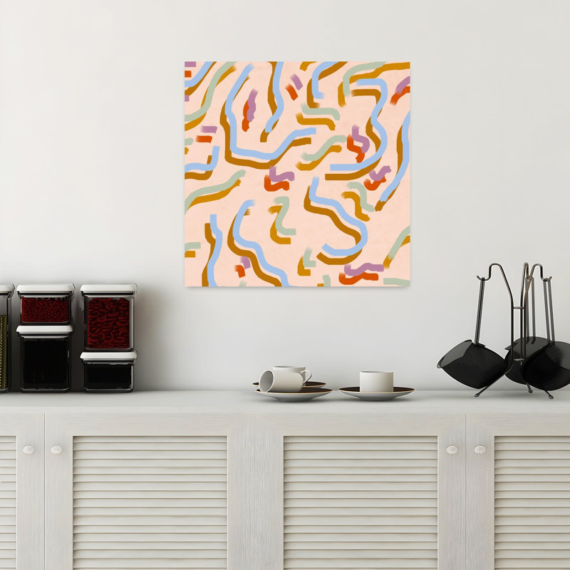 Art contemporain, art contemporain abstrait, H 18 po x l 18 po, Beige