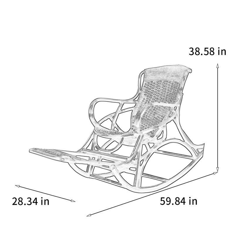 Une chaise berçante tissée en bois naturel