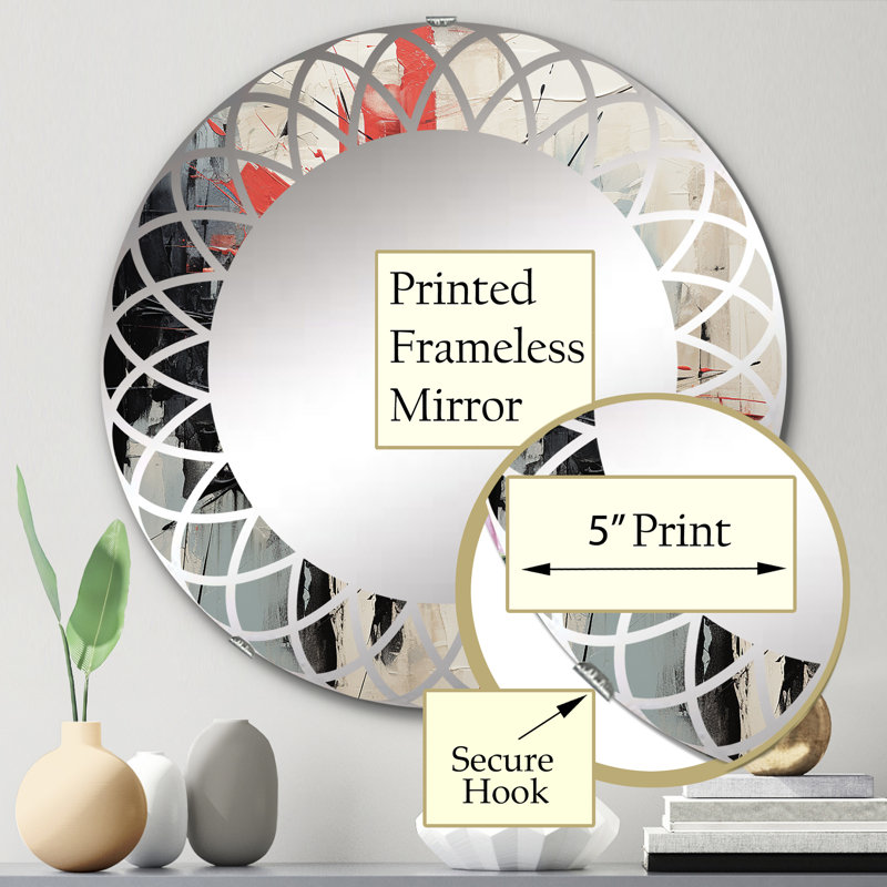 Innesker - Miroir mural moderne rond, 24 po x 24 po