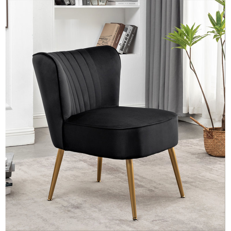Upholstered Slipper Chair, Black
