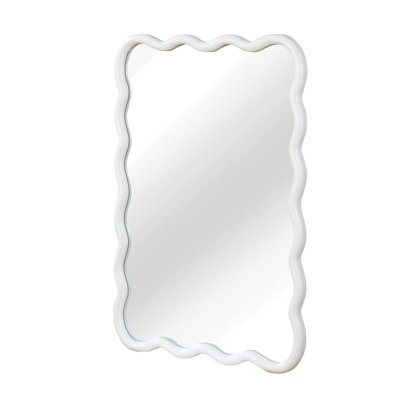 20"X30" Wavy Rectangle Solid Wood Frame Decorative Mirror,For Bedroom, Bathroom, Living Room, Entryway