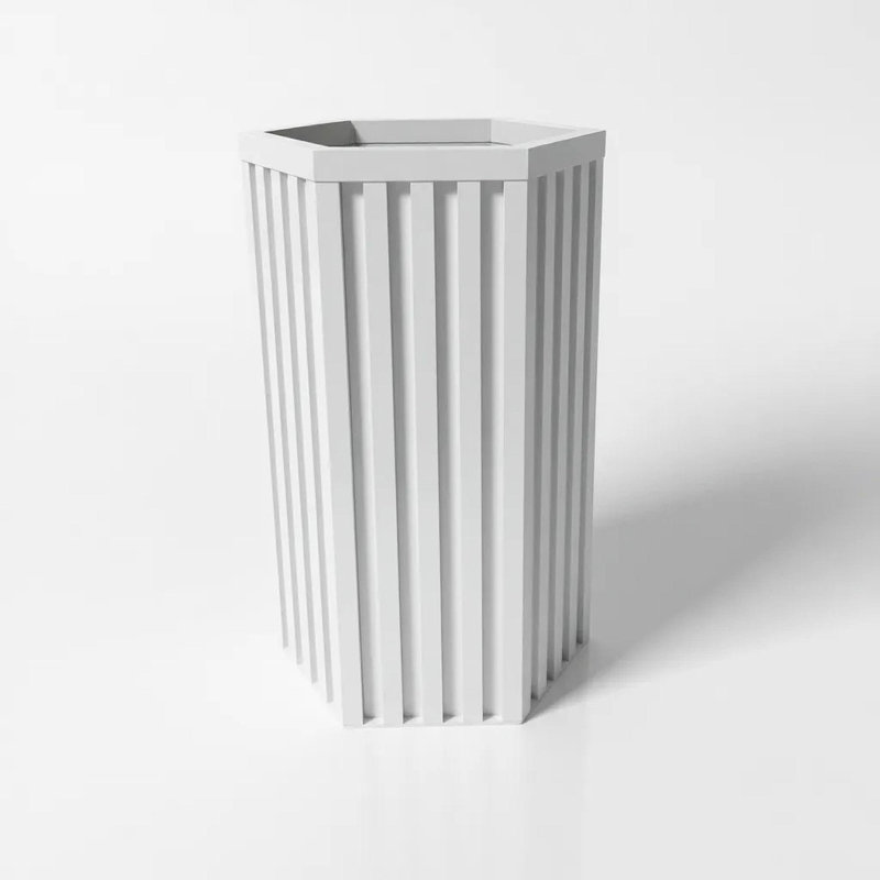 Hexagon Column Planter MD - White, White, 22.25" H x 13.5" W x 11.75" D