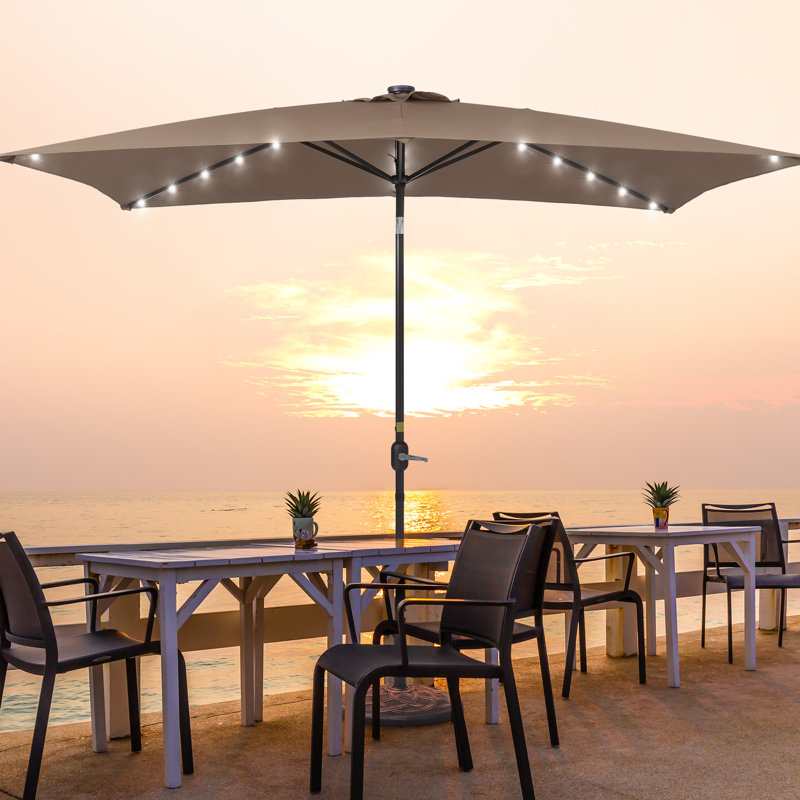 Parasol de marché solaire à DEL 10 po x 6,5 po Wylde, Kaki