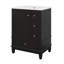 Ensemble de meuble-lavabo autoportant 24 po avec 3 tiroirs et une porte avec supports de rangement 24 po-874583585