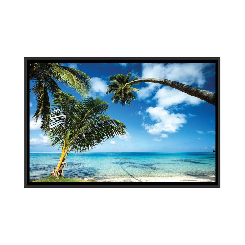 «Palm Trees on the Beach, Bora Bora, Archipel de la Société, Polynésie française V», reproduction de photo sur toile, Non