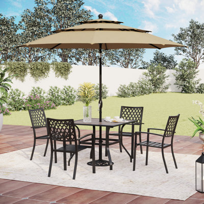 Ensemble de salle à manger rectangulaire pour 4 personnes 37 "avec parasol Leonard