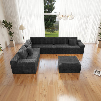 Canapés modulaires gris moelleux, aucun assemblage requis, meubles de salon modernes