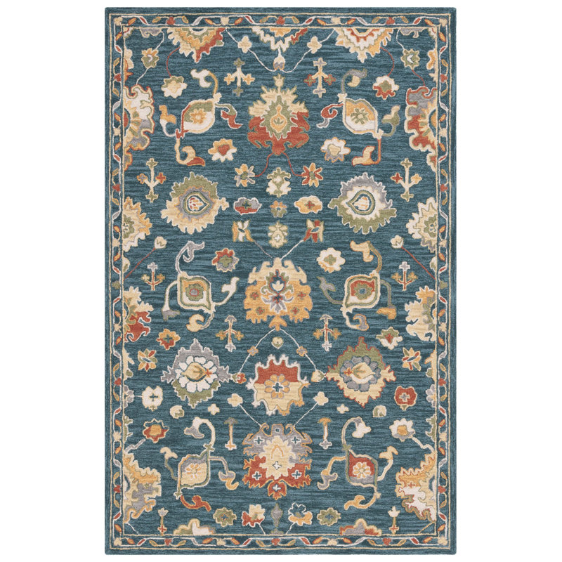 Tapis oriental en coton touffeté à la main gris foncé / rouge Metro, Rectangle 6 pi x 9 pi