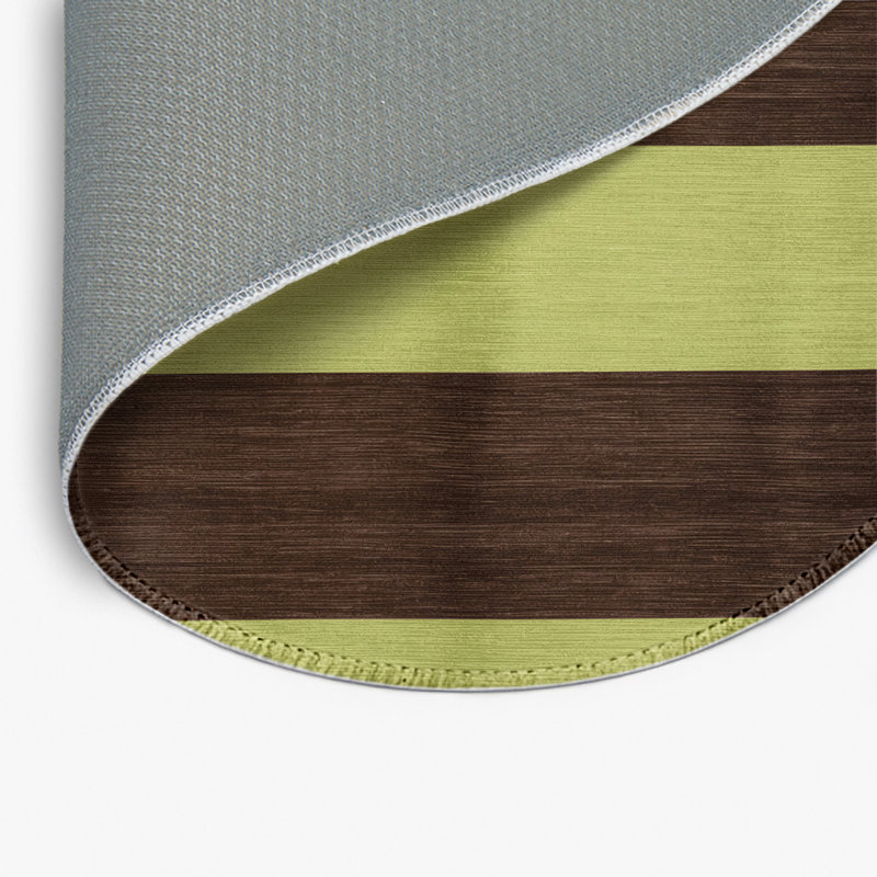Tapis intérieur / extérieur vert HorizontalStripes, Rond 5 pi