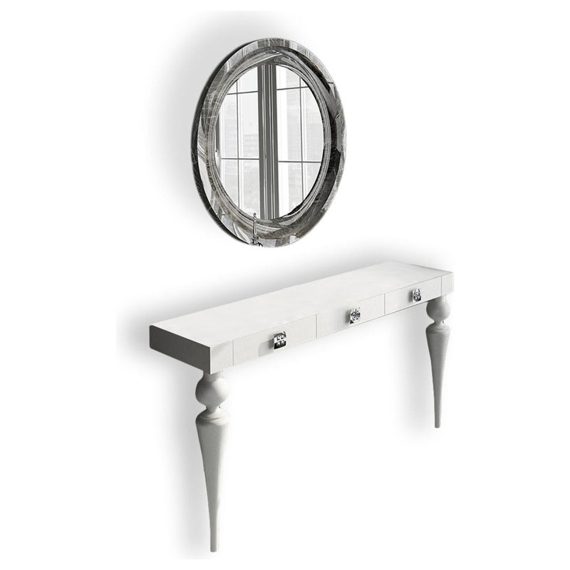 Ensemble de console et Miroir Saph, H 29,5 po x l 39,4 po x P 15,6 po, Haute brillance