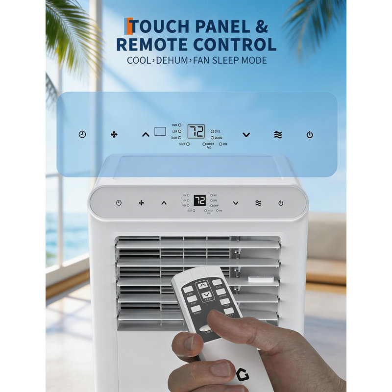 Climatiseur portatif 10 000 BTU, jusqu'à 450 pieds carrés, Blanc
