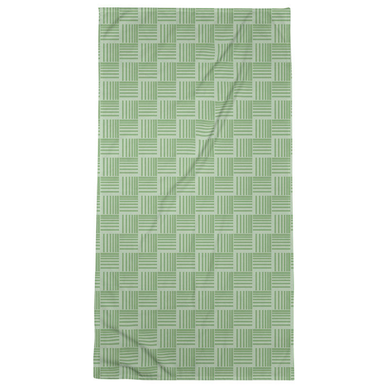 Serviette de bain à rayures Baskettressée classique, Vert de mer