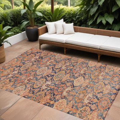 Tapis intérieur lavable en terre cuite et gris anthracite 5 pi x 8 pi