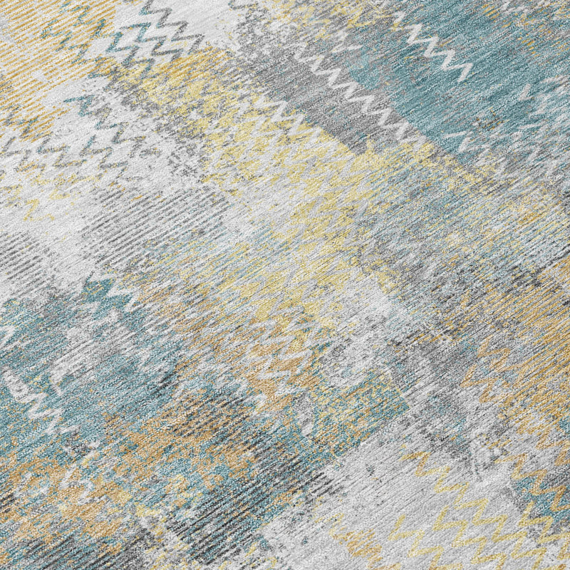 Machine Washable Indoor/Outdoor Chantille ACN2790 Abstract Rug, Silver, 10' x 14'