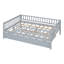 Lit de jour pleine grandeur en bois avec lit gigogne et garde-corps gris-338095464-338095509