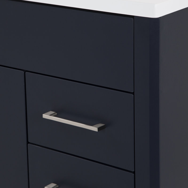 Meuble-lavabo double l 60,25 po avec plateau en marbre Ayra, Bleu profond