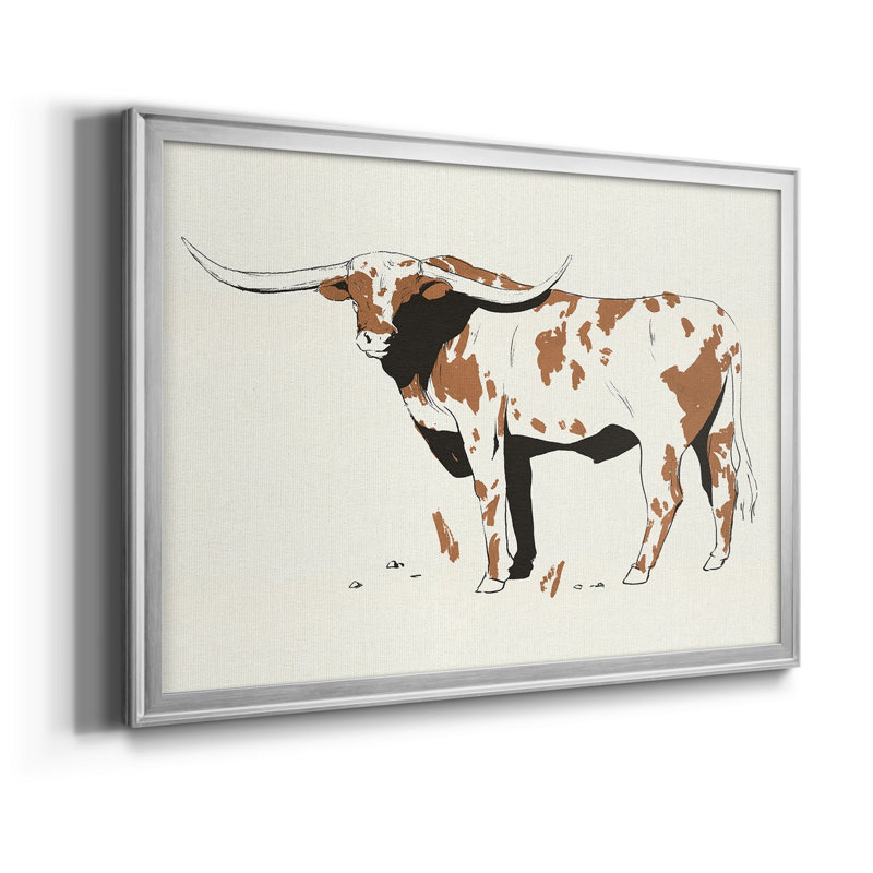Terre Cotta Steer II - ensemble de 2 peintures encadrées, Chrome, H 30,5 po x l 45 po x P 1 po