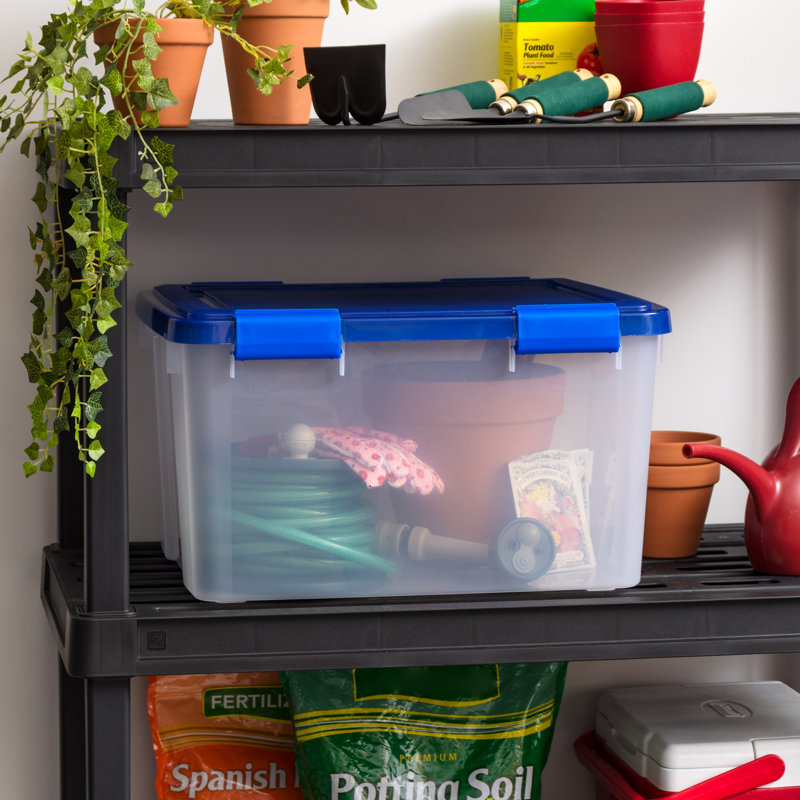 IRIS Weatherproof Clear Plastic Storage Tote, 46.6 Qt