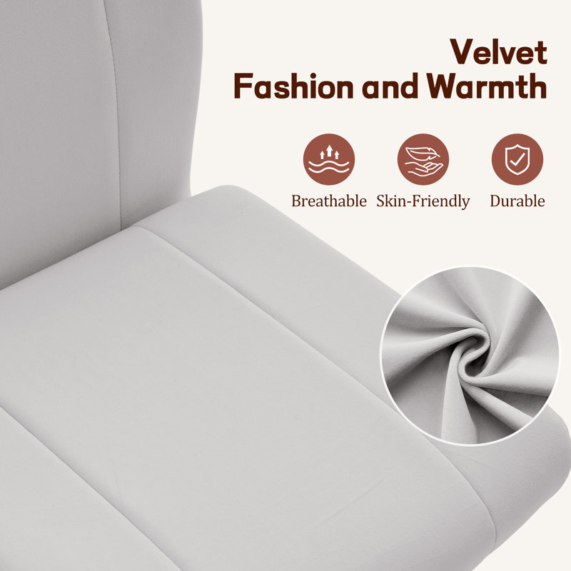 Office Chairs,360°Swivel Vanity Chair with Wheels，Adjustable Velvet Task Chair，Modern Armless Desk Chair for Living Room，Office