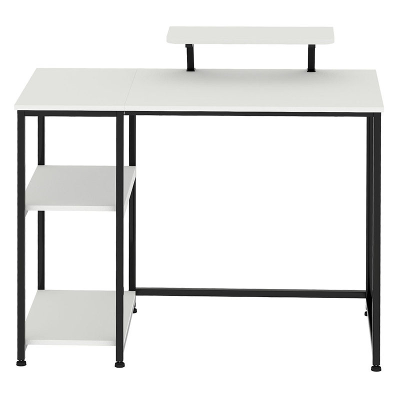 Metal Base Computer Desk, White/Black