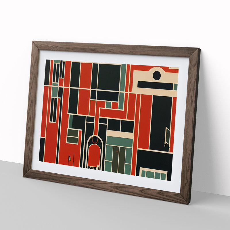 Art Deco Architecture Vol.1 - Single Picture Frame Print, 46cm H x 64cm W, Walnut