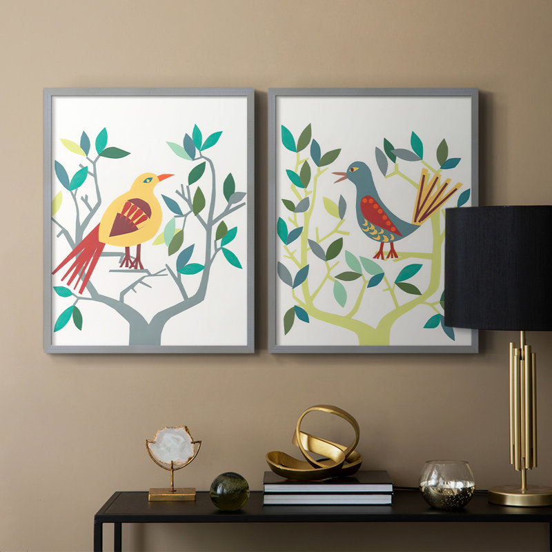 WhittyBird III - reproduction encadrée de qualité supérieure - prête à être accrochée - aucun clou requis - aucun clou requis