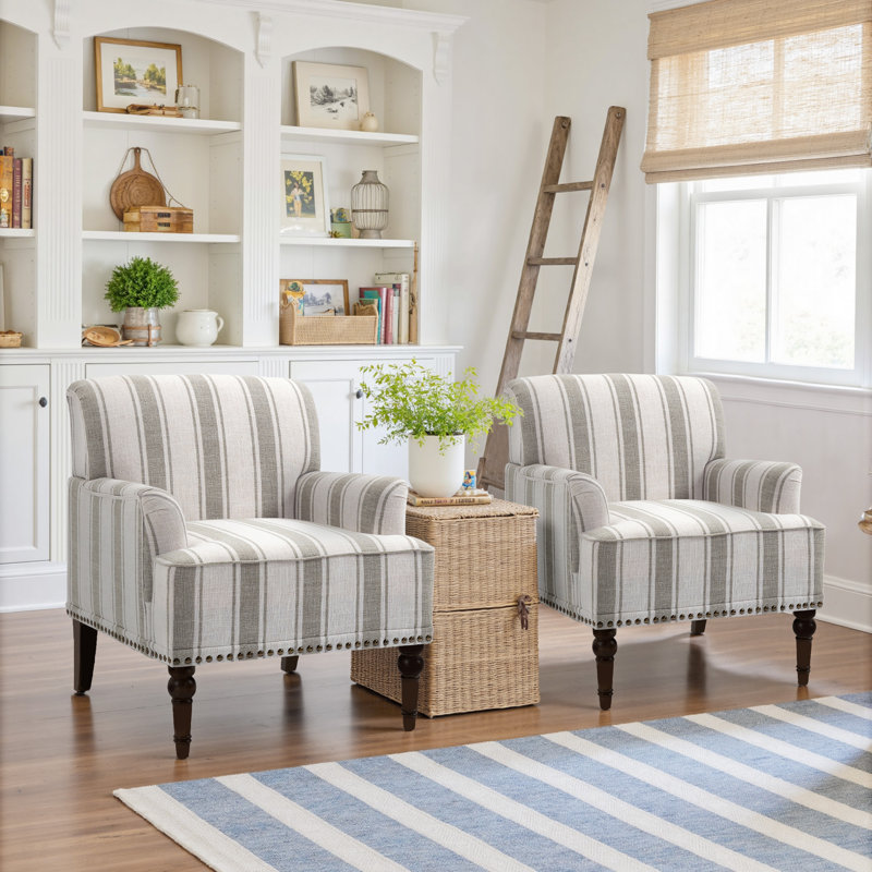 Fauteuil Iliana, Lin brun rayé