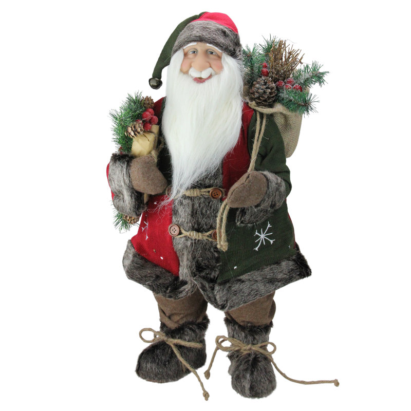 Figurine de Noël de style campagnard rustique 24 "avec manteau de flocon de neige 24"