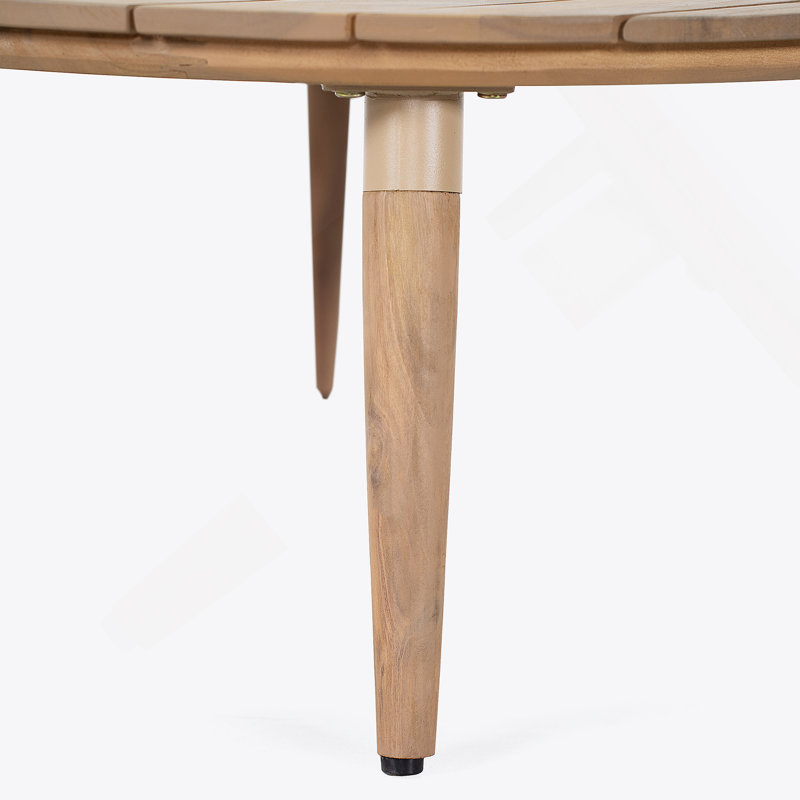 Table basse d'extérieur ronde en bois d'acacia, finition bois naturel