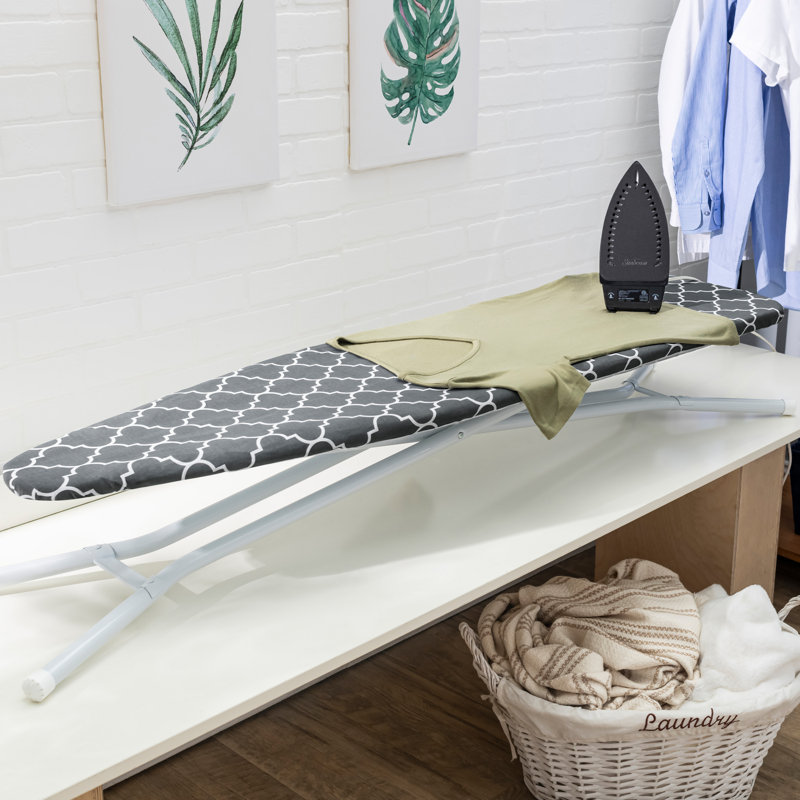 Seymour Home Products Adjustable Height 4 Leg Ironing Board with Mesh Top, Grey Lattice