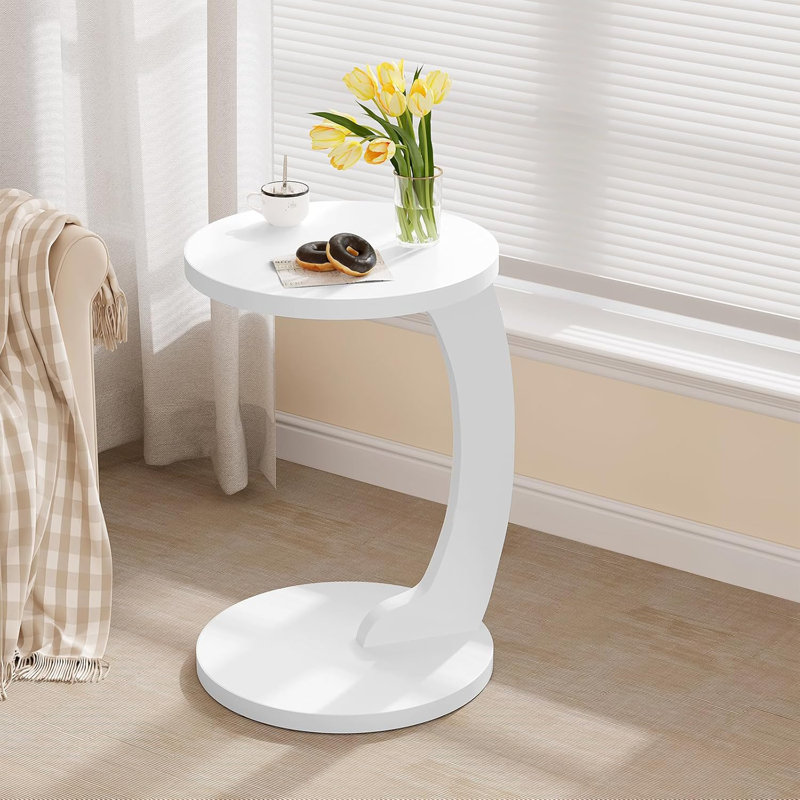 Abstract End Table, White