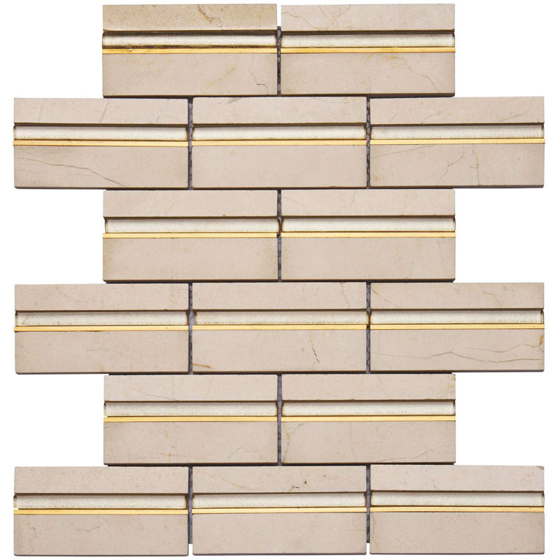 1" x 4" Brick Joint Mosaic Tile, Taupe