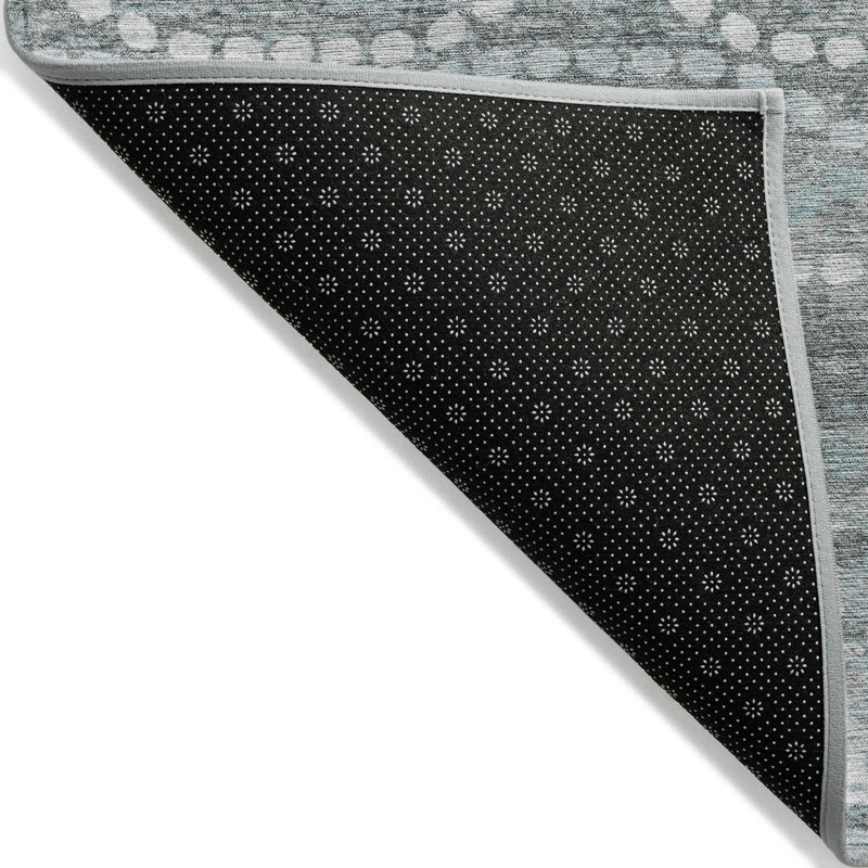Machine Washable Indoor/Outdoor Xhevrie Teal Rug, Round 8'