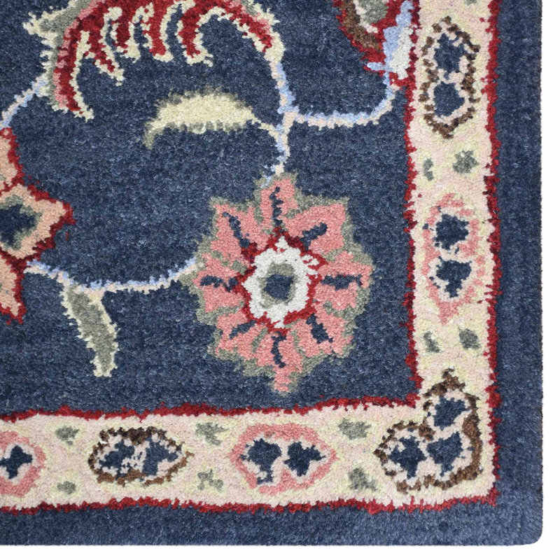 Tapis classiques en laine touffetés à la main écologiques - Rectangle, couleur gris anthracite, conception orientale, tapis épais antidérapants faits à la main pour salon, chambre à coucher