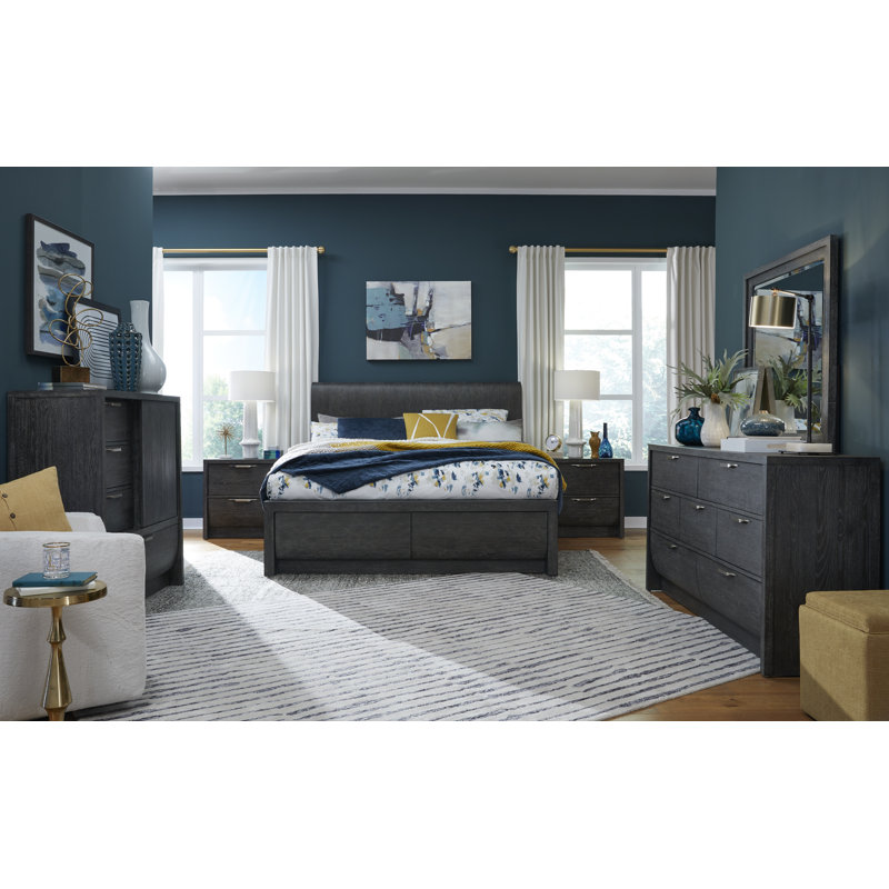 Commode à 2 tiroirs Seibert, 6 Pcs: Bed, 2 Nightstand, Dresser, Mirror, Chest, Queen