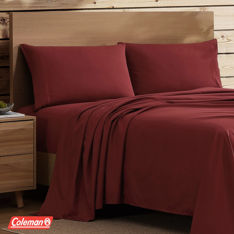 Coleman® 4 Piece Microfiber Solid Bed Sheet Set - Queen, Burgundy, Queen, Burgundy