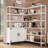 Corner Bookshelf 6 Tier, Large White Wooden Bookcase For Corner,farmhouse Etagere L Shaped Book-shelf With Metal Frame & Cabinet For Living Room Home Office