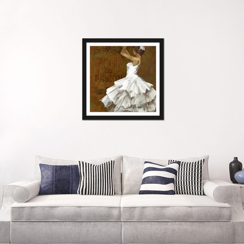 «La Dance II», impression sur toile, H 24 po x l 24 po x P 1 po, Papier d'art encadré noir, Blanc