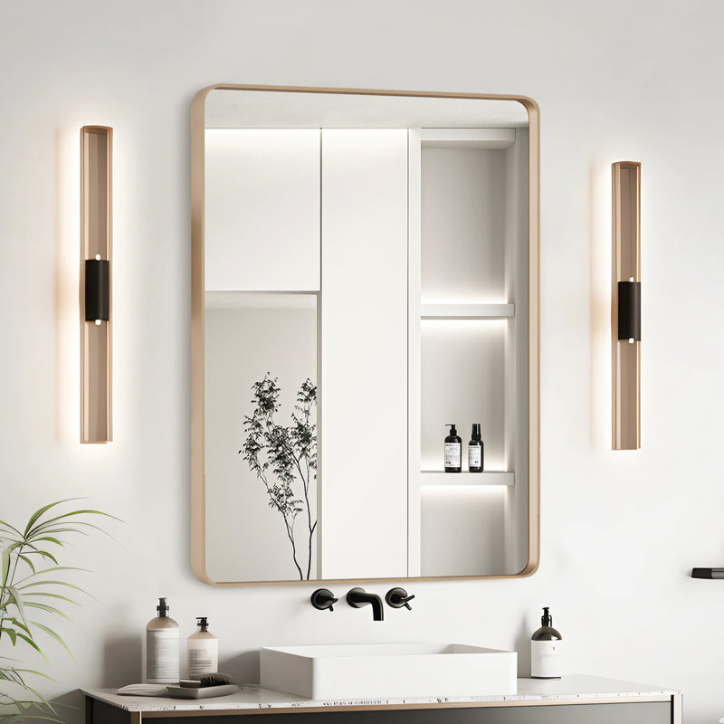 Aluminium Frame Bathroom Mirror, 24" x 36", Black, Vertical