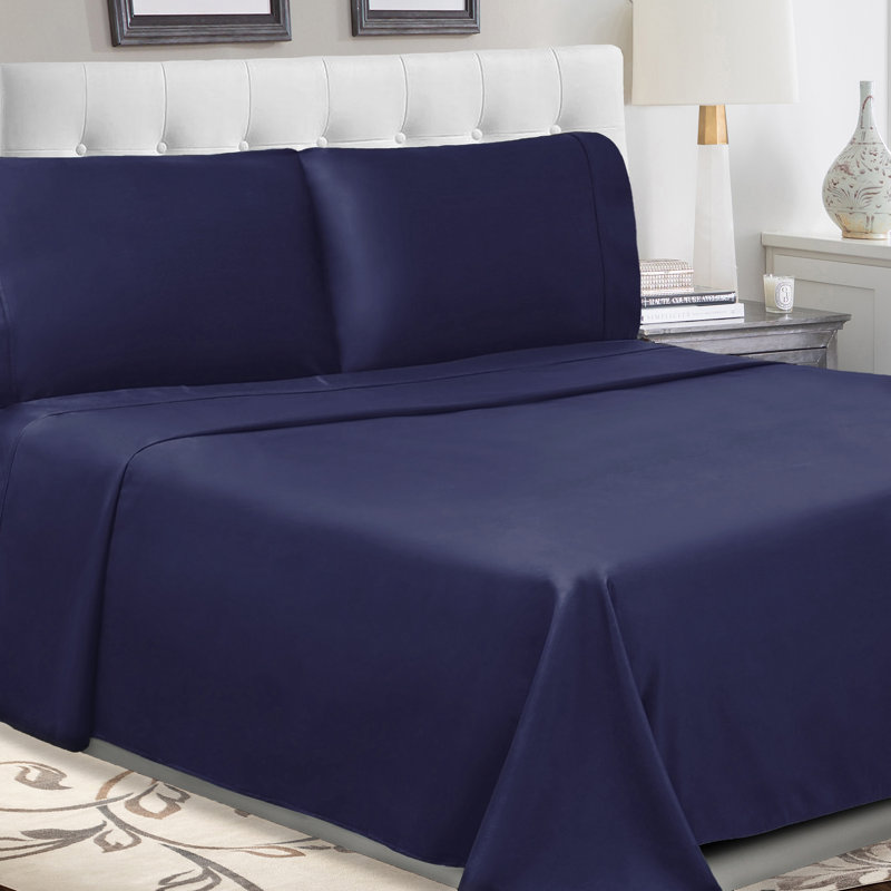 Percale Cotton Woven 300 Thread Count Sheet Set, Split King Sheet 5pc Set, Crown Blue